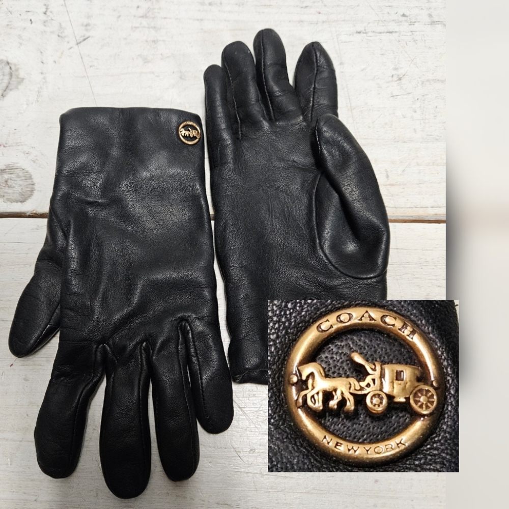Coach Horse and Carriage Tech Leather Gloves Womens Size 7 Small